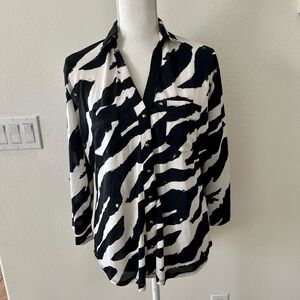 Venini Black and White Zebra Print Button-Down Shirt